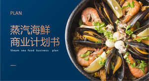 Modello ppt del business plan per la ristorazione di pesce blu e giallo