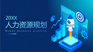 Modelo de ppt de planejamento de recursos humanos de estilo de ilustração azul gradual