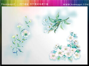 Un grup de materiale PPT cu flori de acuarelă proaspete și frumoase