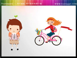 أربع مجموعات من مواد PPT لركوب الدراجات للأطفال الكرتونية