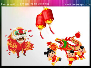 Red Lantern PPT Materials for Dragon Dance and Lion Dance