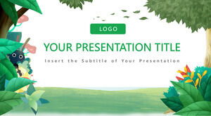 Modello PowerPoint gratuito per Green Cartoon Forest