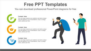 Free Powerpoint Template for Crime Related Donuts Chart
