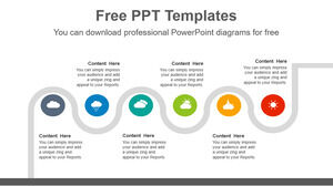Plantilla de PowerPoint gratuita para diagramas de cinco hexágonos