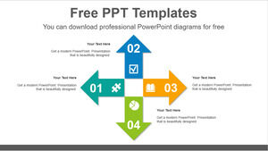 四個徑向箭頭的免費 Powerpoint 模板