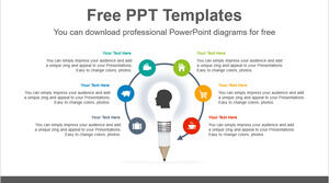 Бесплатный шаблон Powerpoint для карандаша с лампочкой