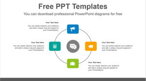四个径向正方形的免费PowerPoint模板