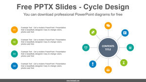 เทมเพลต Powerpoint ฟรีสำหรับวงกลมรัศมีแปดวง