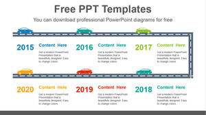 Бесплатный шаблон Powerpoint для бегущей машины по шоссе