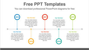 Modello PowerPoint gratuito per cinque cerchi di linee