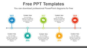 Modello PowerPoint gratuito per cinque linee temporali cerchiate