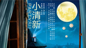 Le modèle PPT pour la peinture à l'aquarelle du ciel nocturne calme et de l'arrière-plan de la lune est téléchargeable gratuitement