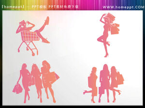 Розовая мода, электронная коммерция, шоппинг, фигура, силуэт, материал PPT