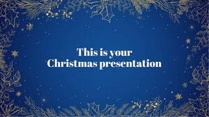 Altın Noel. Ücretsiz PowerPoint Şablonu ve Google Slaytlar Teması