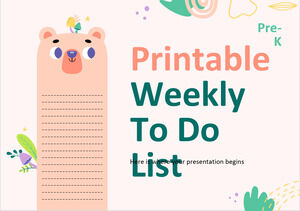 Lista semanal imprimible de tareas pendientes para Pre-K