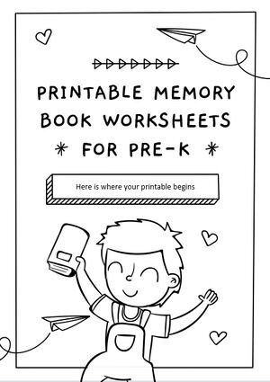 Hojas de trabajo imprimibles del libro de memoria para Pre-K