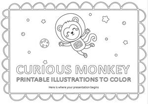 Illustrations imprimables de singe curieux