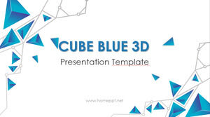 立方體藍色 3D 幻燈片 Powerpoint 模板