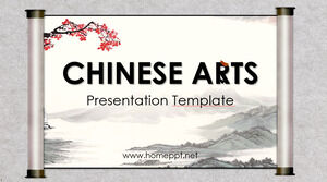 เทมเพลต PowerPoint การนำเสนอศิลปะจีน