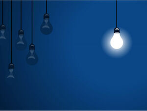 Modèles PowerPoint de conception d'ampoules bleues
