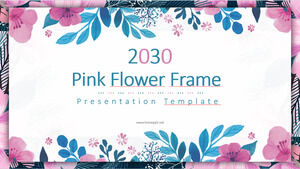 Modelos de PowerPoint de quadro de flor rosa