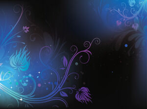Flowers on Darkblue with Stars Powerpoint Templates