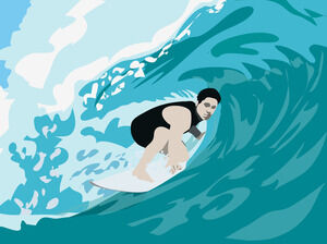 Surfer sur la mer pour les modèles Powerpoint de vacances