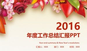 Hundred Flowers and New Year Plan PPT Template