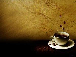 뜨거운 커피 한 잔 - 갈색 향수 배경 그림