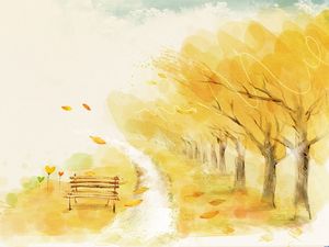 cor do outono - imagem de fundo coreano aquarela