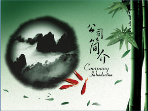 Bambu e peixinho tinta modelo de ppt China empresa vento