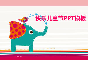 Bagian ppt Template gaya ilustrasi desain anak-anak - burung dan gajah senang bermain