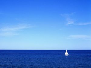 Blue sky blue sea sail ppt background picture