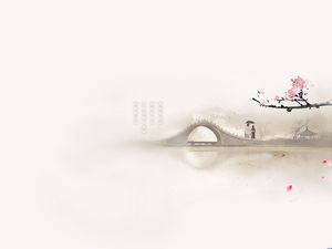 Most czerwona śliwka chińska styl obraz tła ppt