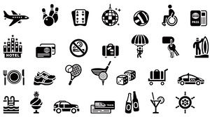 Business leisure travel shopping ppt monochrome icon material