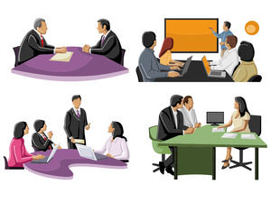Business people meeting discussion color silhouette class ppt material