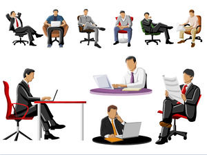 Bisnis tunggal laki-laki duduk siluet ikon ppt materi