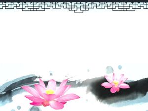 Pola panel klasik gambar latar belakang lotus ppt