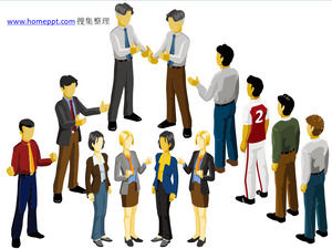 Color cartoon business people silhouette class ppt material
