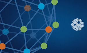 HootSuiteとコミュニケーション「ドットライン接続創造地球ネットワーク青い技術のPPTテンプレート
