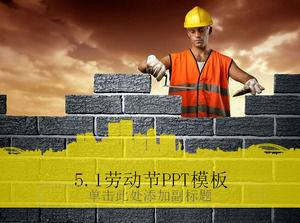 trabajadores de la construcción se acumulan - plantilla ppt 5.1 Día del Trabajo