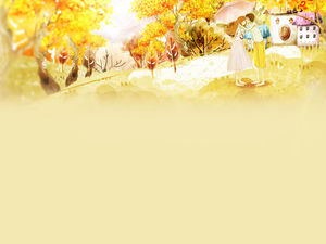 Couples offer gold autumn Korean cartoon cartoon background picture
