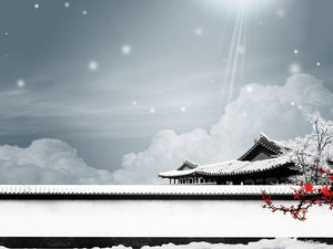Courtyard snowflakes snow ppt background picture