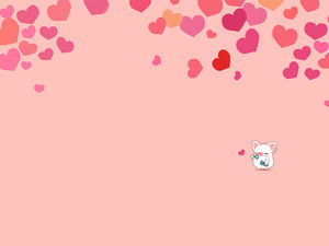 可爱的小小猪浪漫心脏PPT粉红色背景图片