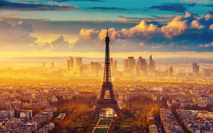 에펠 탑 (Eiffel Tower) 유럽은 고대 도시의 HD 배경 그림을 분주