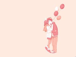 Обними любовь воздушный шар романтический РРТ фоновое изображение