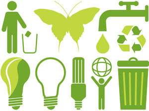 proteção ambiental e economia de energia material ícone ppt