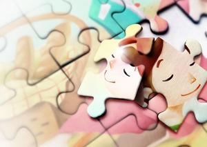 Wajah puzzle pria cinta dan wanita gambar latar belakang