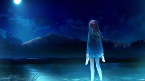 Masal gece gökyüzü karikatür vektör kız izle ay izle ppt resim