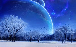 Fantasy noapte cu zăpadă imagine de fundal